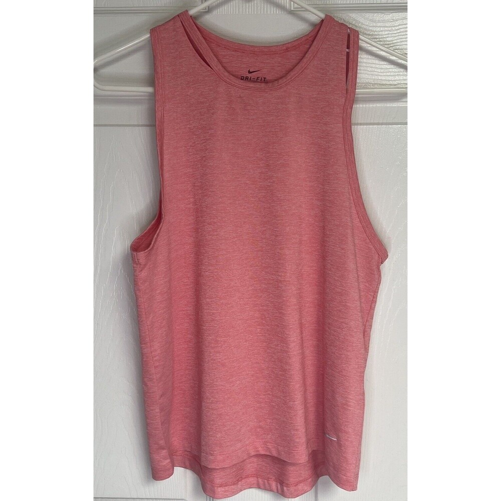 Nike Tank S Women Coral Pink Dri Fit Swoosh Athletic Sleeveless Shirt Casual